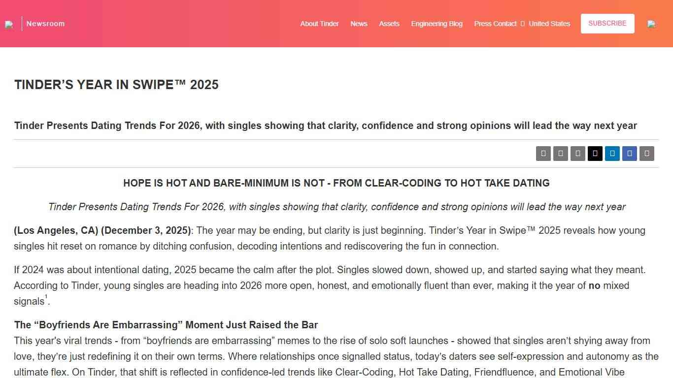 Tinder Newsroom - News